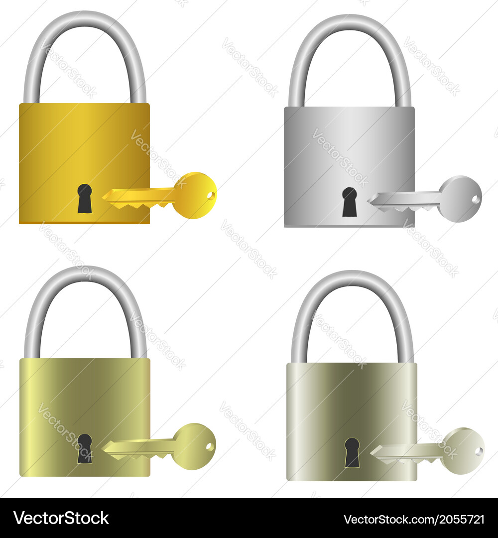 Padlocks with keys Vector Image