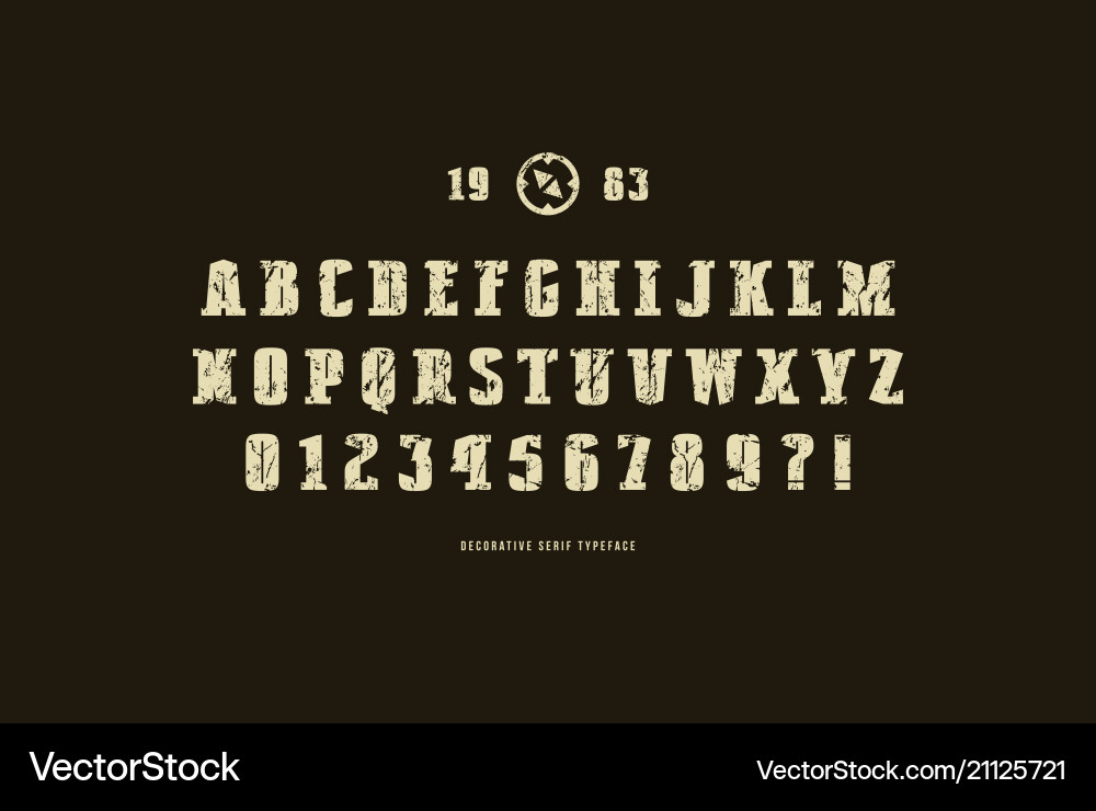 Rustic Solid Serif Font Vector Image