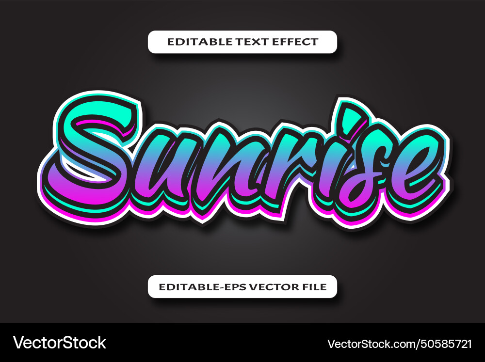 Sunrise editable text effect 3d gradient style Sunrise editable text effect 3d gradient style vector image