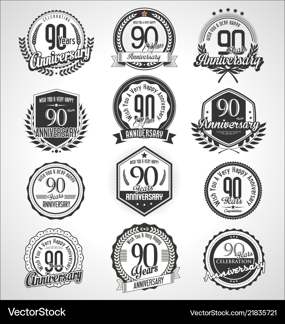 Vintage Anniversary Badges & Labels Vector Image
