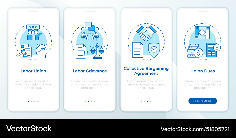 Workflow key relations concepts blue onboarding Workflow key relations concepts blue onboarding Vector Image