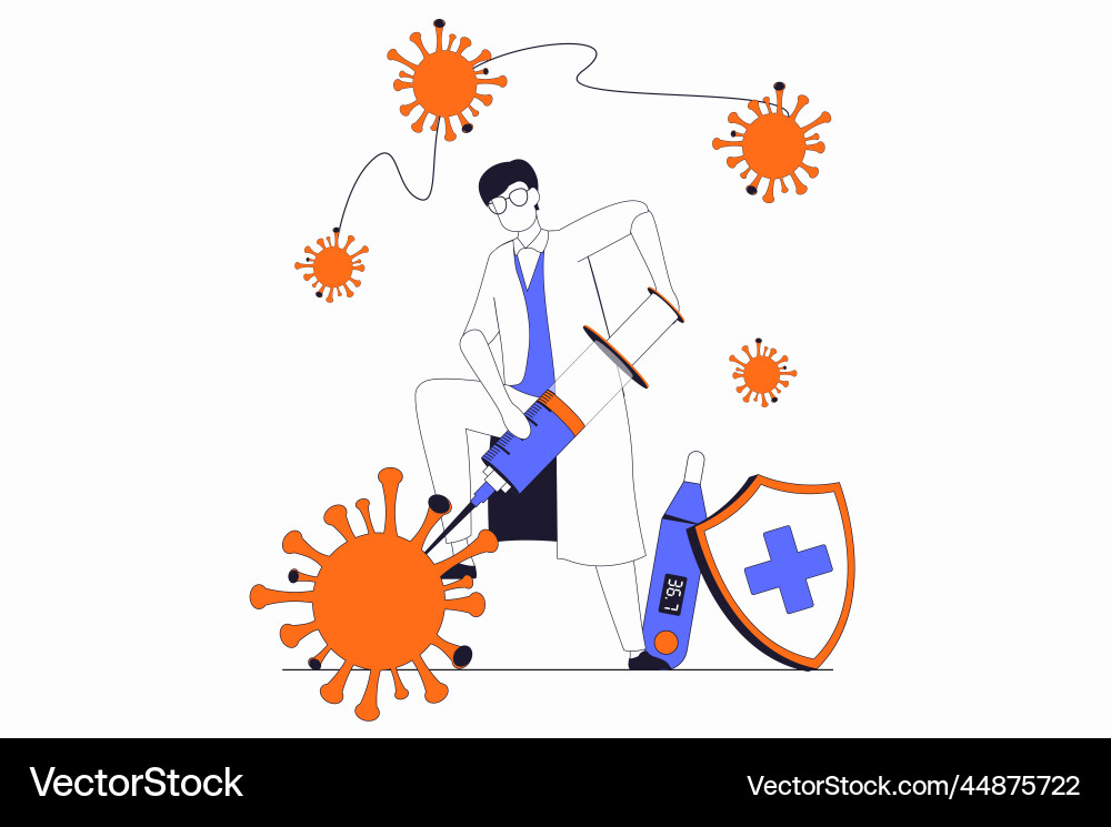 Coronavirus Konzept mit Menschen Szene in flach Coronavirus Konzept mit Menschen Szene in flach Vektorbild
