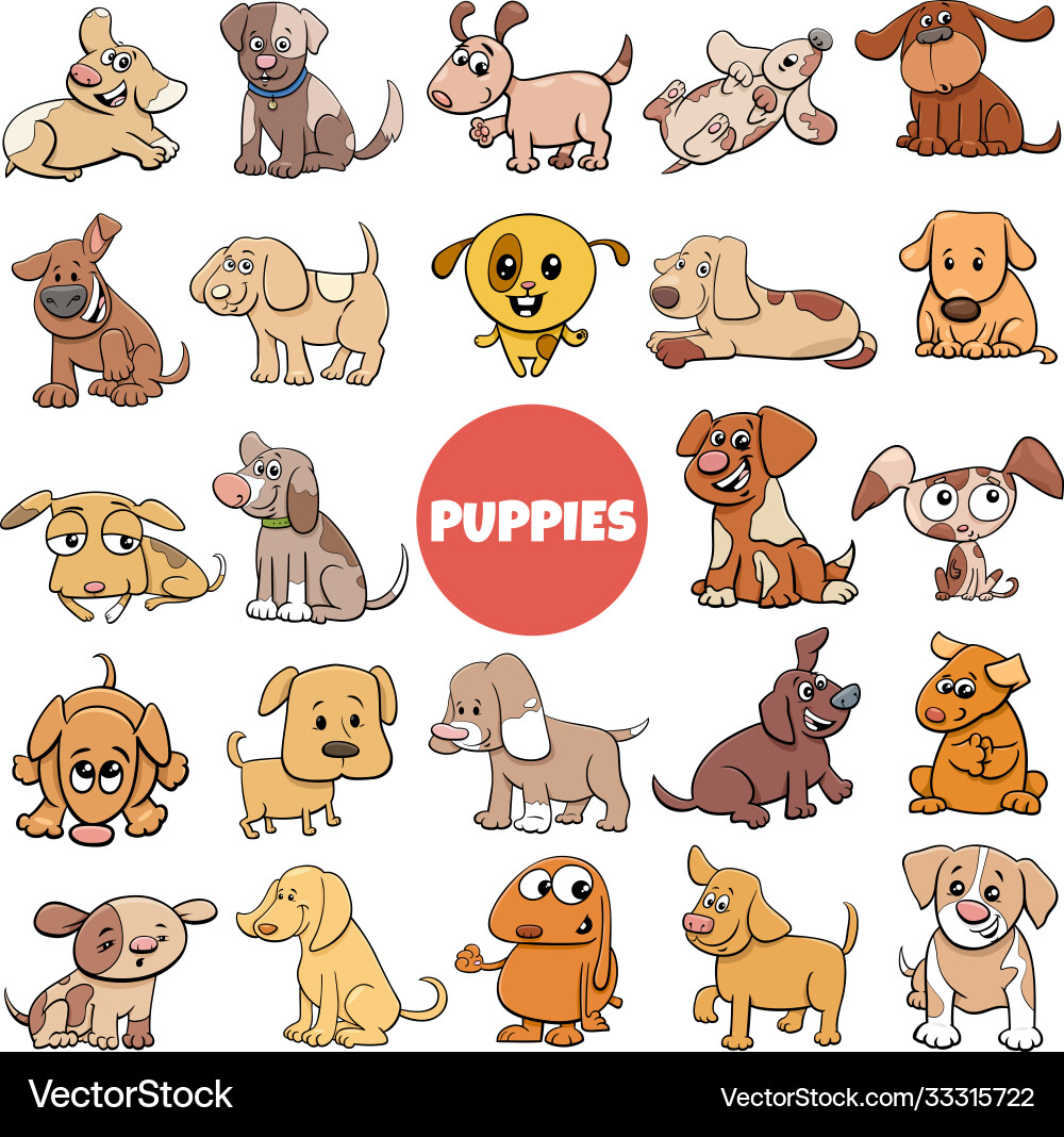 Cute Cartoon Puppy Dog Set vector image