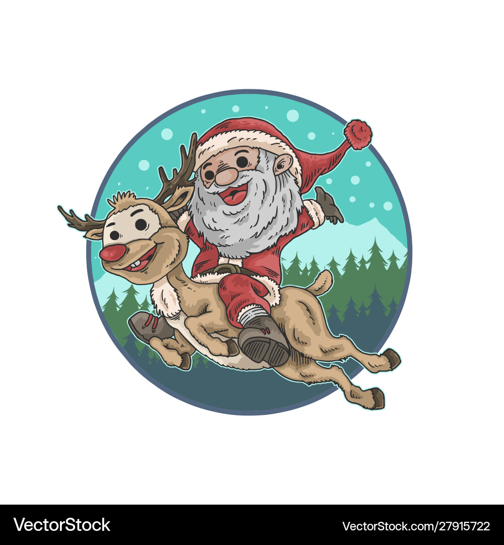 Cute santa claus and deer vector image