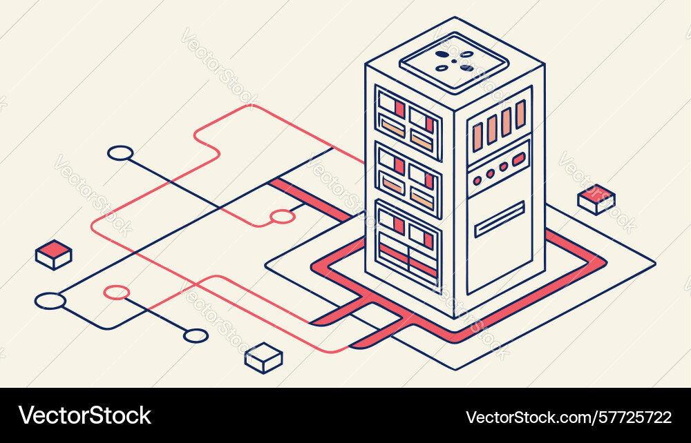 Data center servers with network connectivity vector image