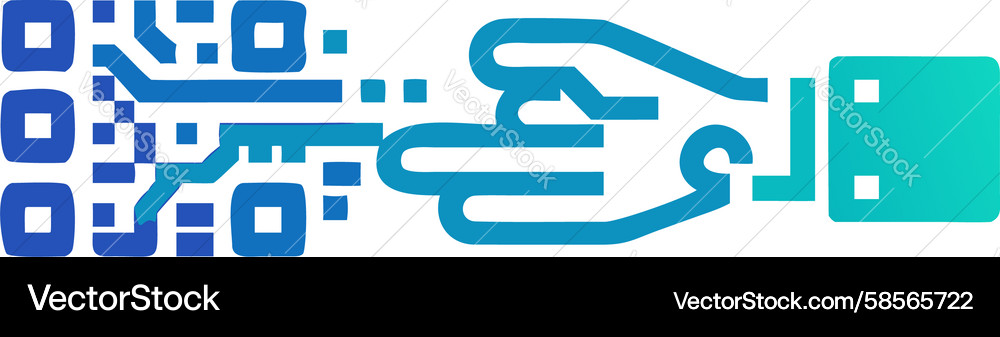 Digital Hand & QR Code Connection Vector Image