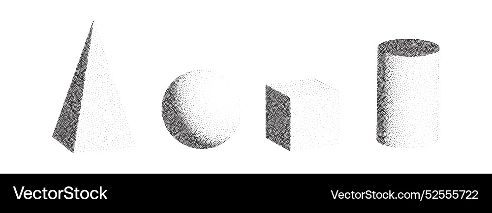 Dotwork 3d objects set grain texture Dotwork 3d objects set grain texture Vector Image