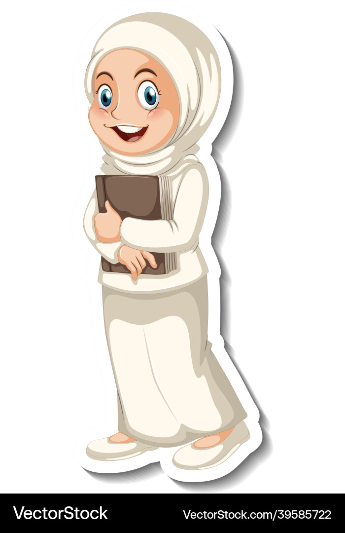 Eine Aufkleber-Vorlage mit muslimische Frau tragen Eine Aufkleber-Vorlage mit muslimische Frau tragen vektorbild