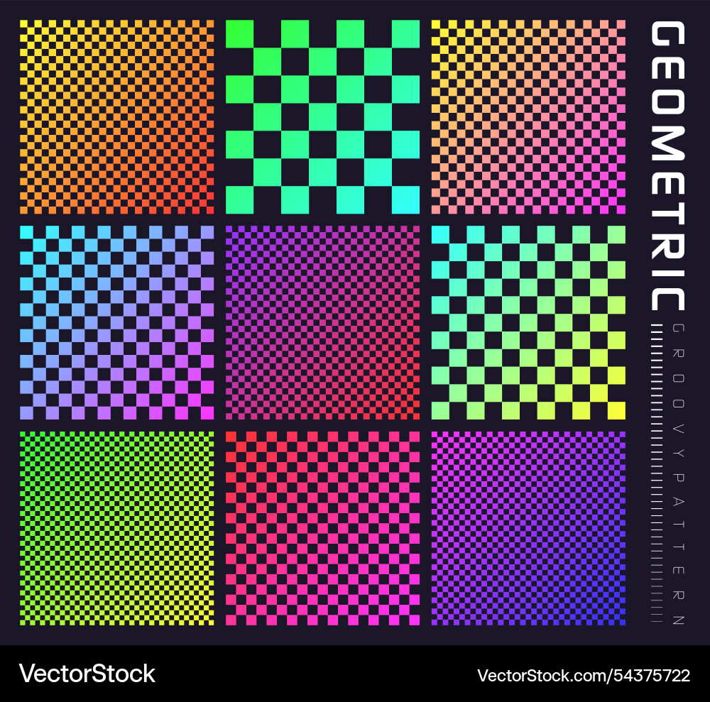 Groovy checkered pattern colorful distorted tiled Groovy checkered pattern colorful distorted tiled Vector Image