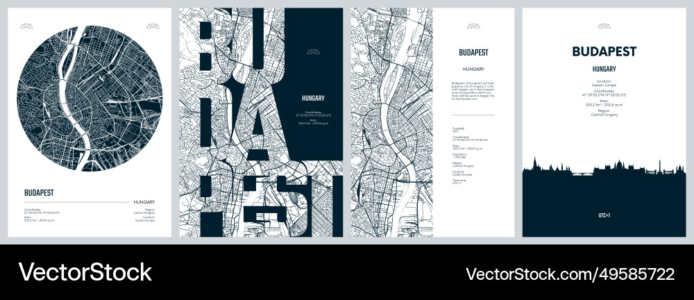 Set of travel posters with budapest detailed Set of travel posters with budapest detailed vector image
