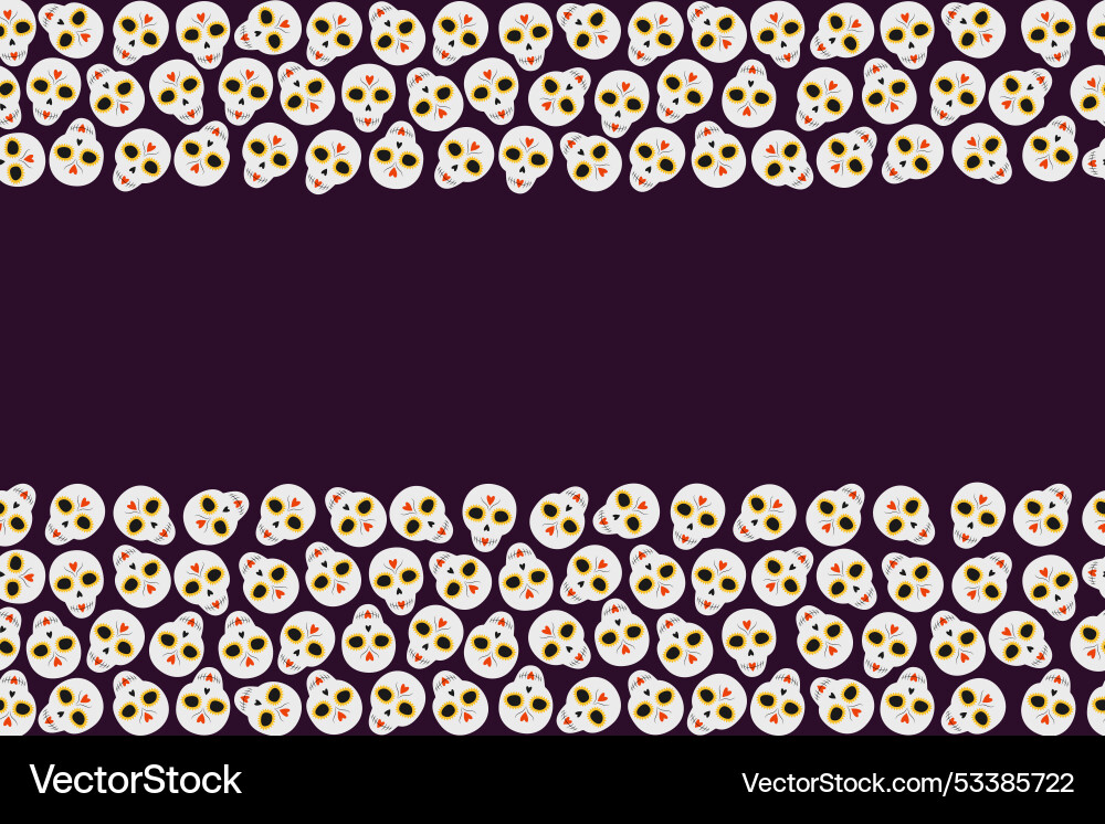 Top and bottom calavera rectangular frame border Top and bottom calavera rectangular frame border vector image