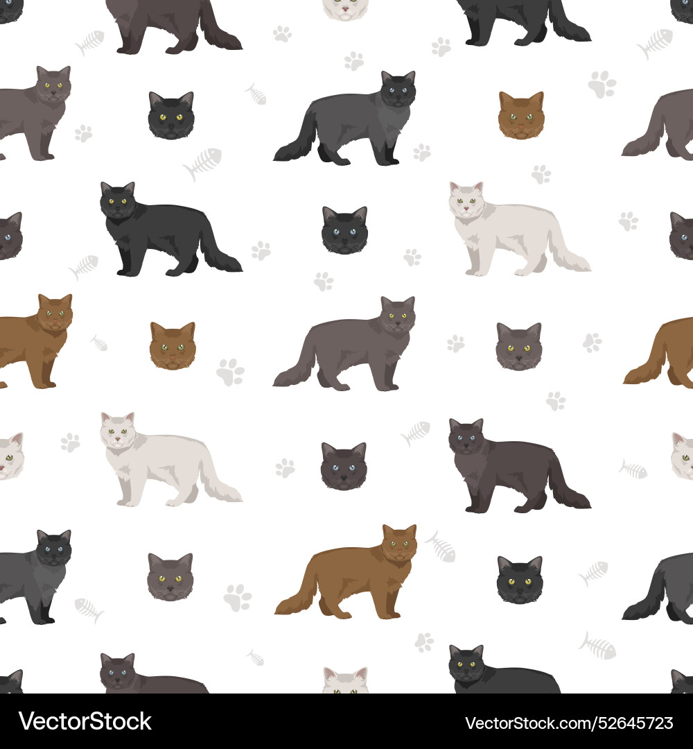 Chantilly Tiffany Katze Nahtlose Muster Vektorbild