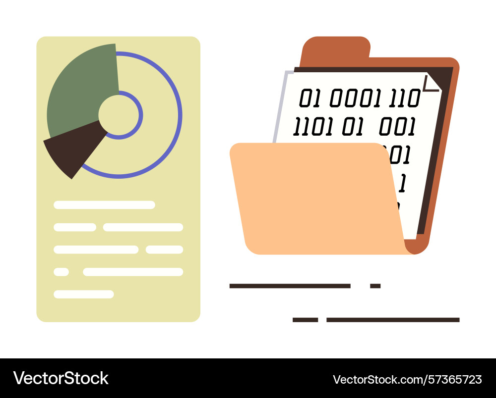 Datenanalyse mit Pie-Chart und Binärcode in Datenanalyse mit Pie-Chart und Binärcode in vektorbild