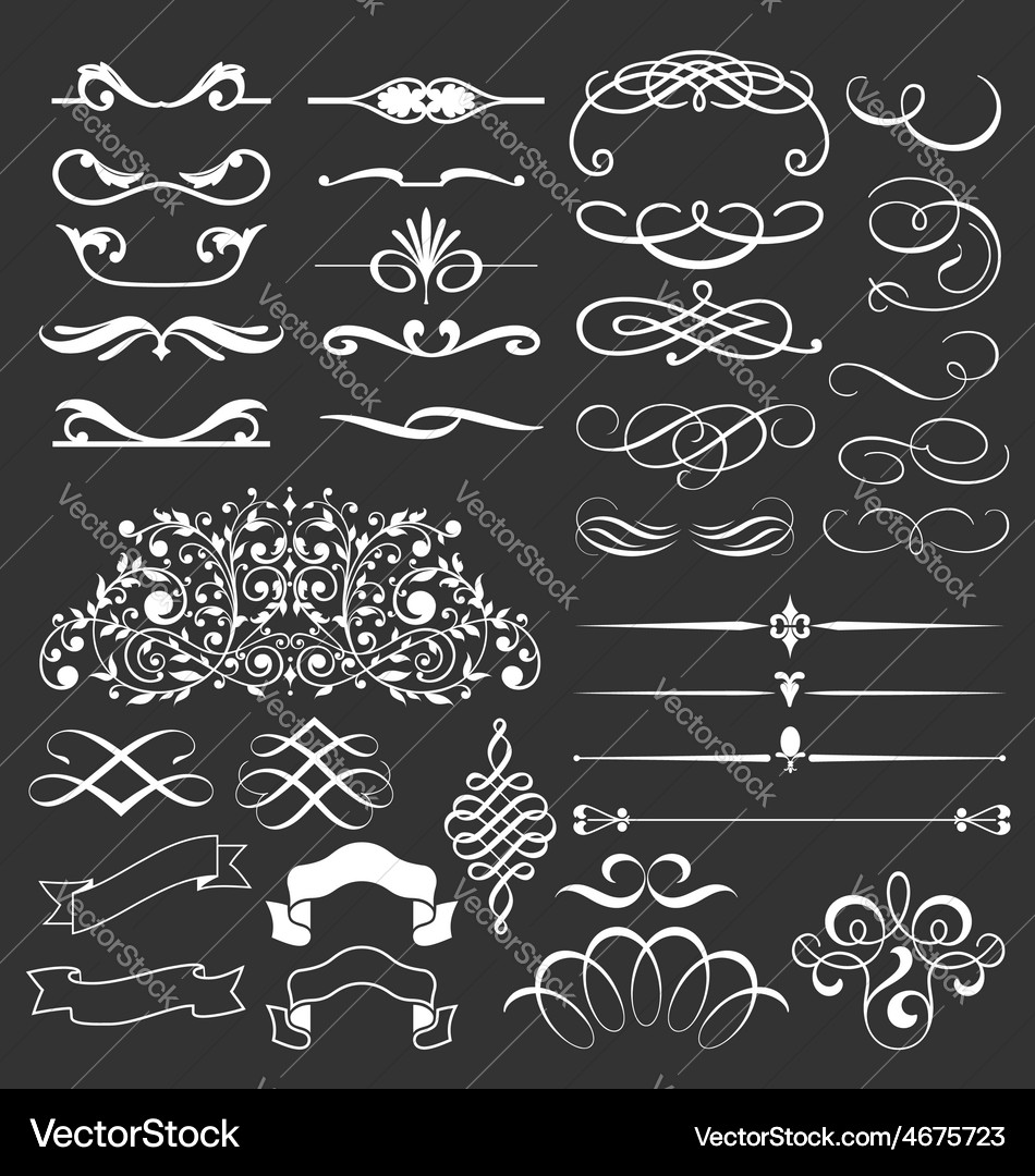 Decorative lines and border elements set Vector Image