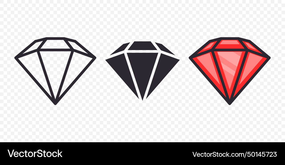 Flat simple minimalistic gemstone icons set vector image