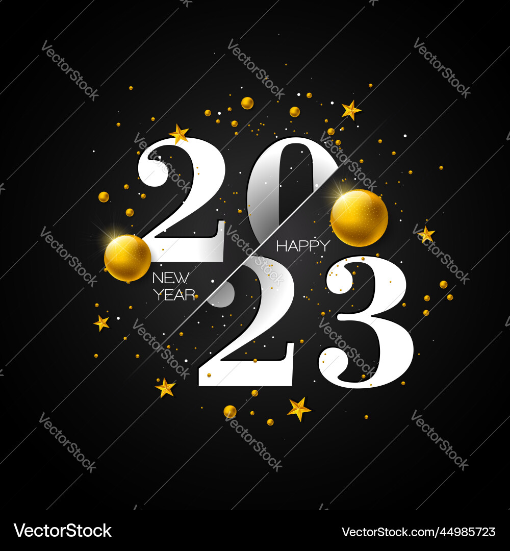 Happy new year 2023 with gold Happy new year 2023 with gold vector image