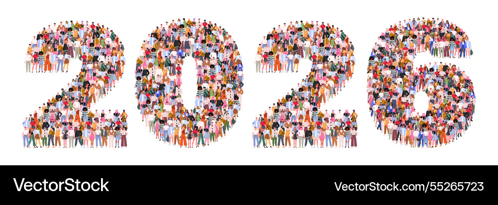 Large group of people form to create number 2026 Vector Image