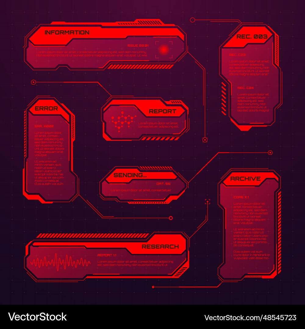 Red futuristic hud or ui elements sci-fi user Red futuristic hud or ui elements sci-fi user vector image