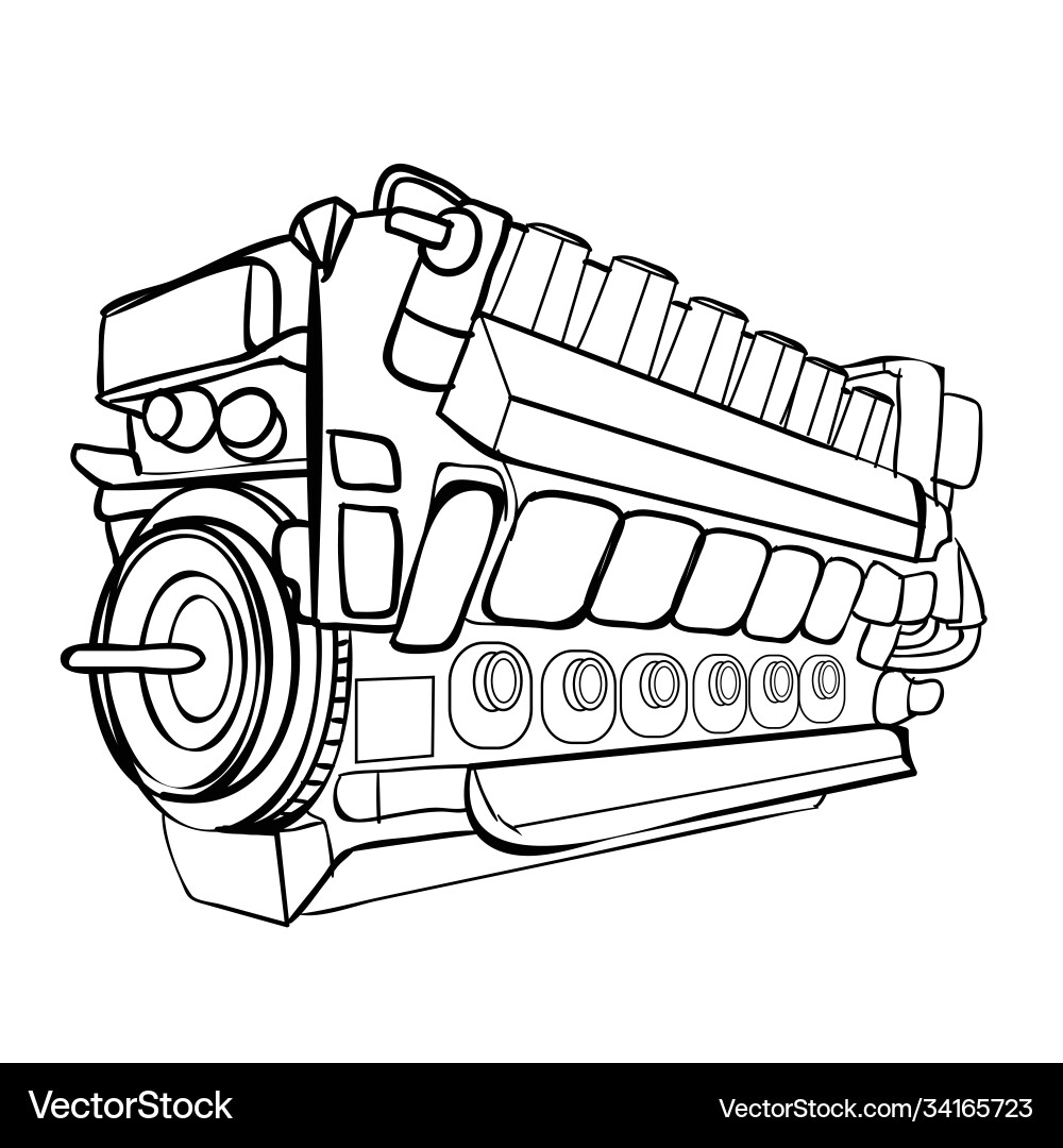 Sketch engine coloring isolated object on a white Sketch engine coloring isolated object on a white vector image