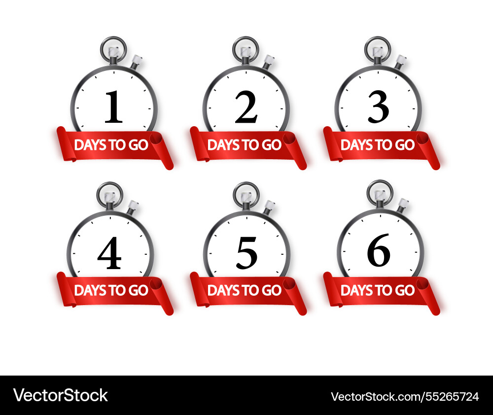1 days to go icon set countdown of remaining Vector Image