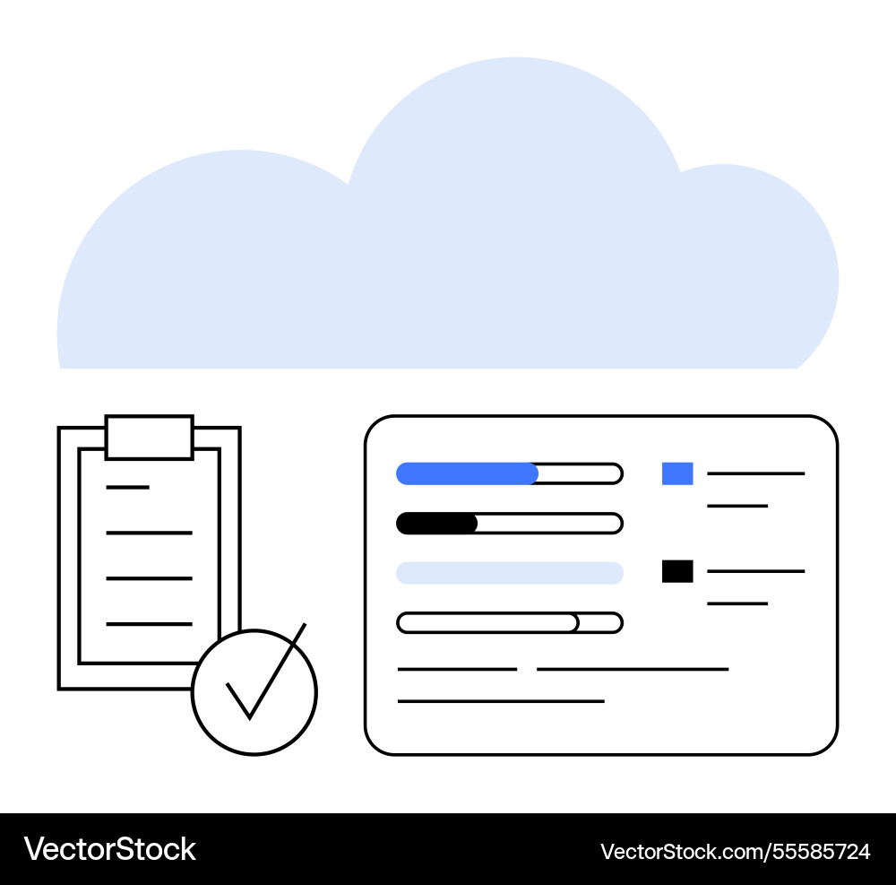 Cloud technology with checklist and data dashboard Cloud technology with checklist and data dashboard vector image