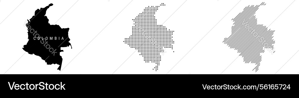 Colombia silhouette map and two patterns of dots Colombia silhouette map and two patterns of dots vector image