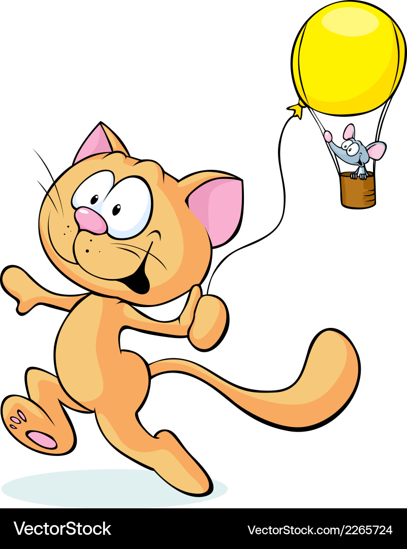 Cute Cat Pouncing on Mouse Vector Image
