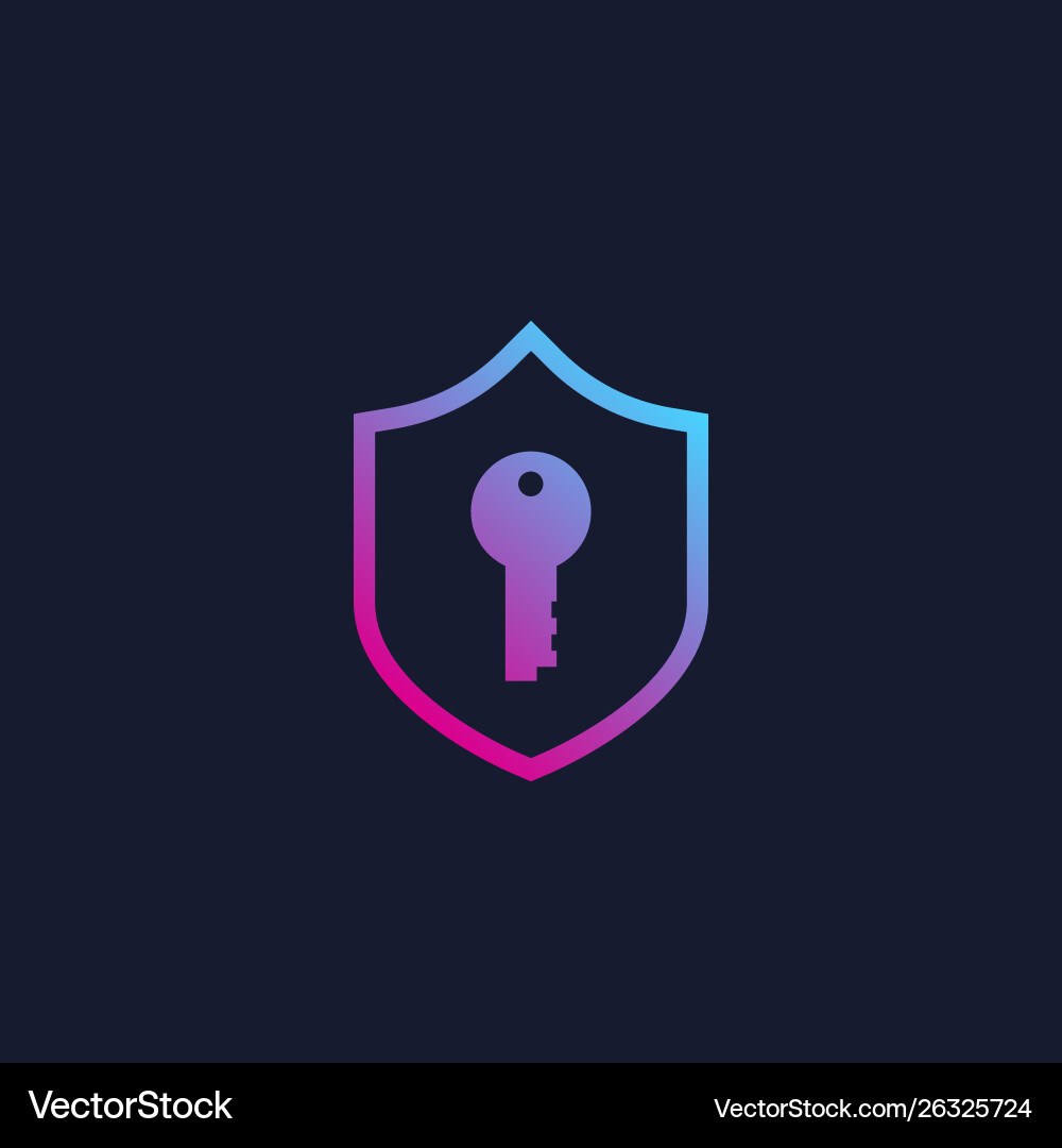 Security Shield & Key Icon vector image