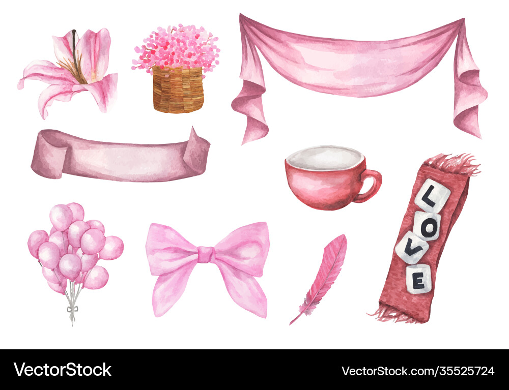 Set design elements for valentines day vector image