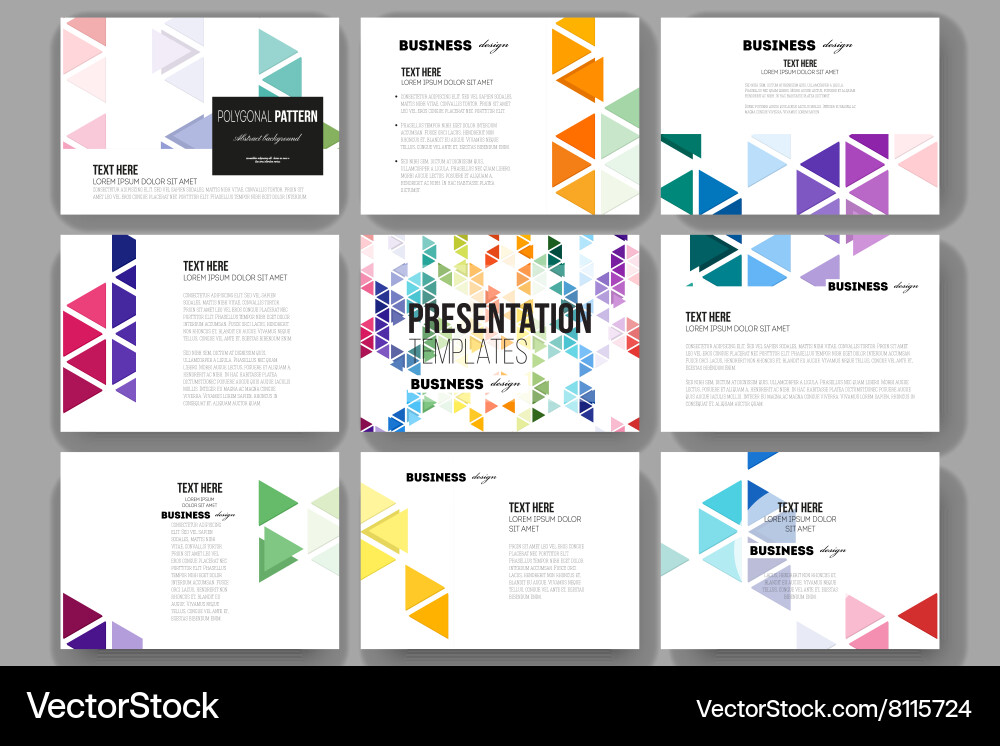Set of 9 templates for presentation slides vector image