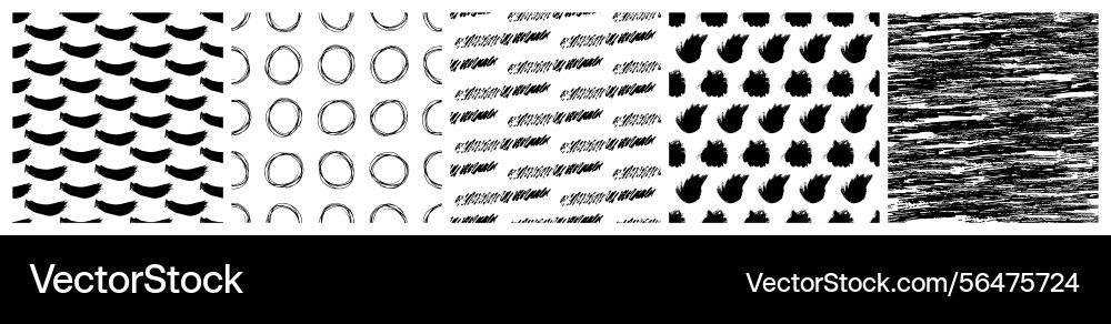 Set of seamless patterns with scribble smears Set of seamless patterns with scribble smears vector image