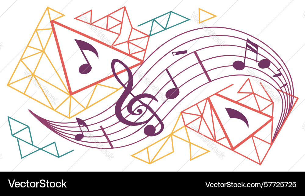 Dynamic music notes with geometric abstract Vector Image