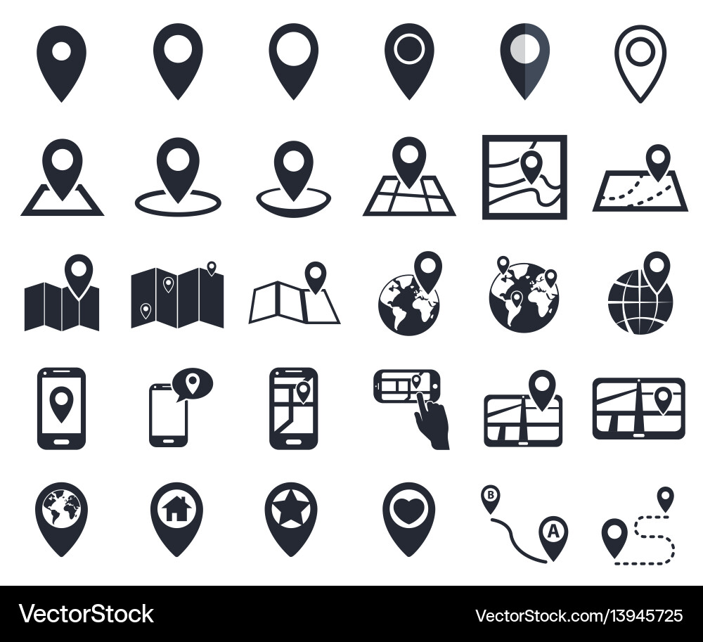 GPS Location Pointer Icons vector image