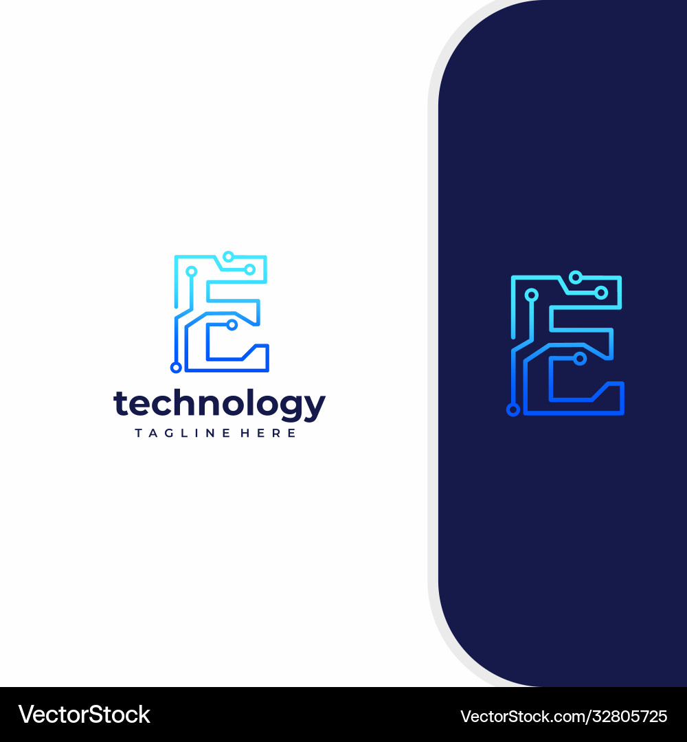 Letter e technology line dot connection logo Vector Image