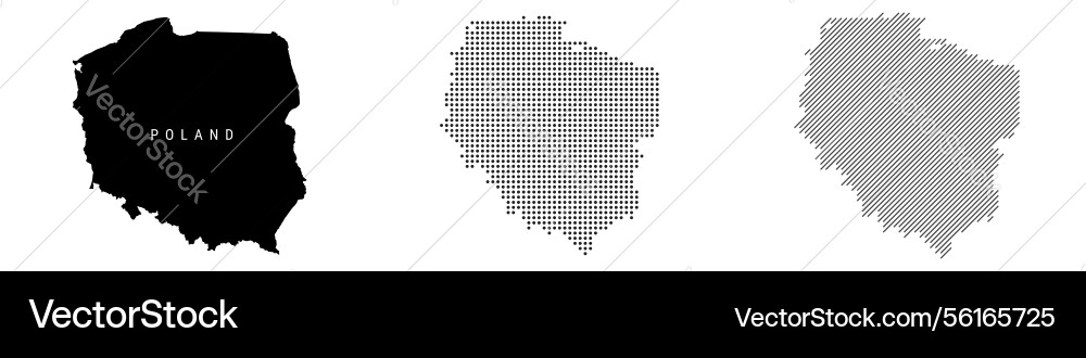 Poland silhouette map and two patterns of dots Vector Image