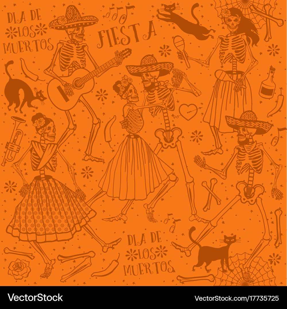 Seamless pattern with skeletons Vector Image