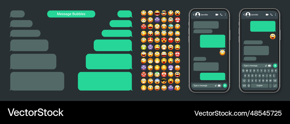 Smartphone messaging app user interface Smartphone messaging app user interface vector image