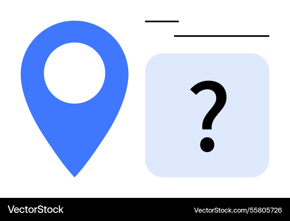 Blue map marker with question mark in a square box Blue map marker with question mark in a square box vector image