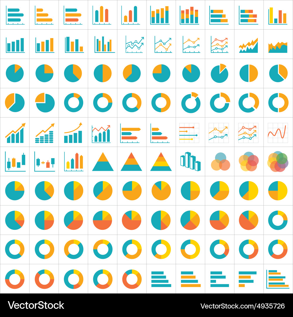 Chart and Graph Icon Set vector image