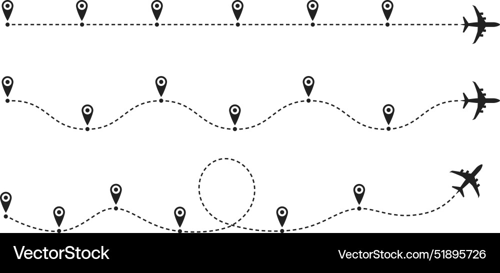 Flight Route Timeline with Dashed Paths vector image