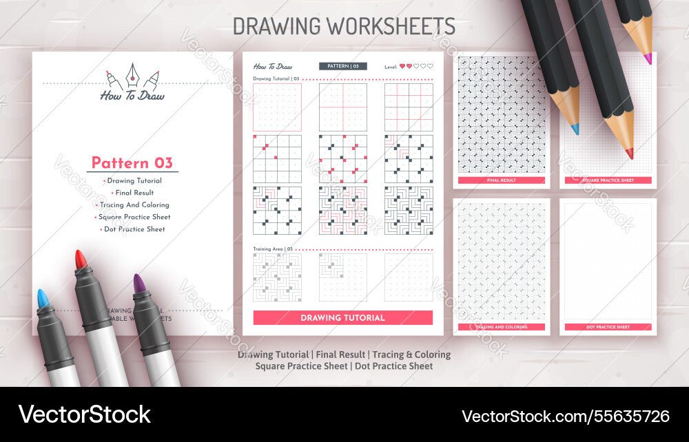 How to draw a pattern step by drawing vector image