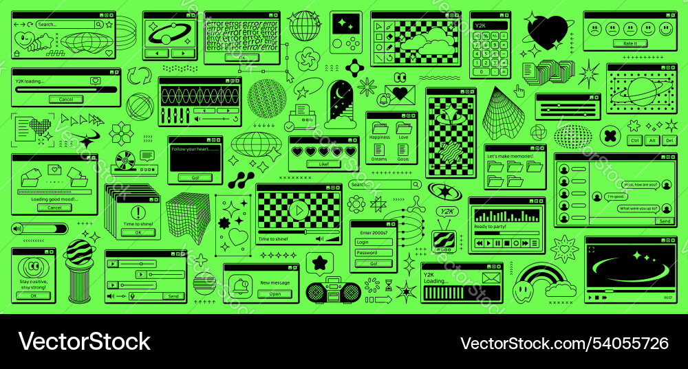 Rave y2k computer window page interface retro ui Rave y2k computer window page interface retro ui vector image