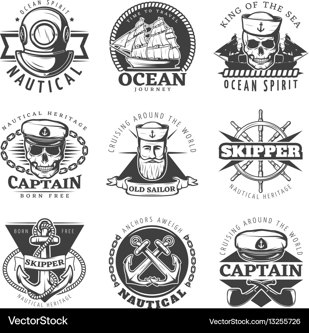 Vintage Sailor Nautical Labels Vector Image