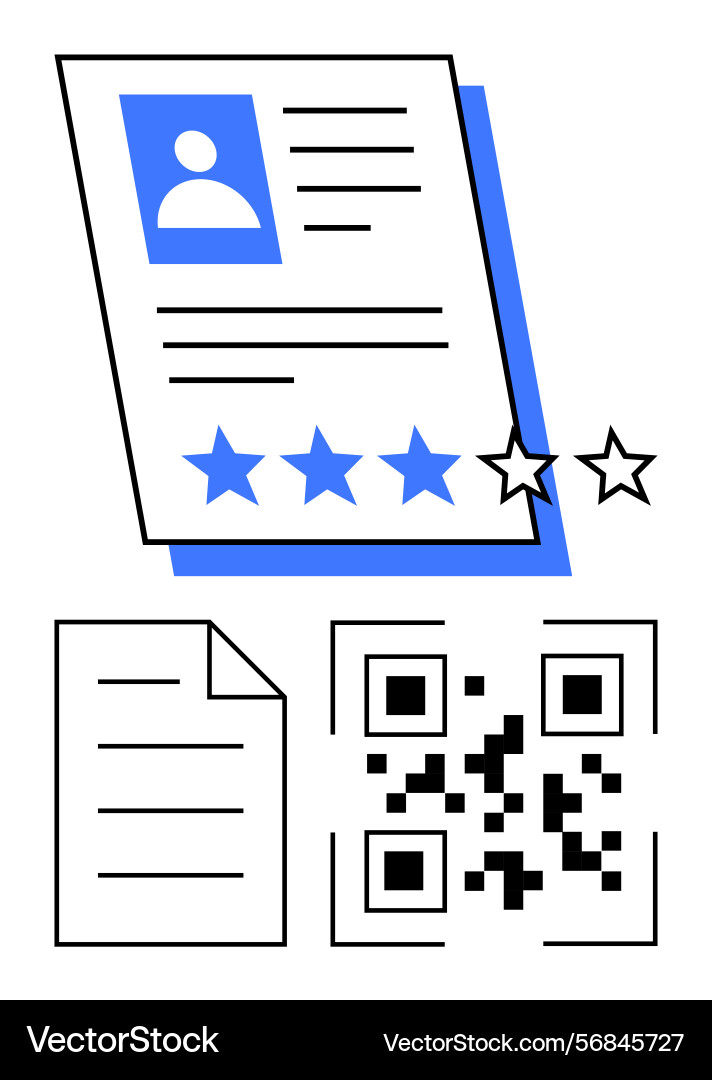 Digital cv with rating stars qr code Digital cv with rating stars qr code vector image