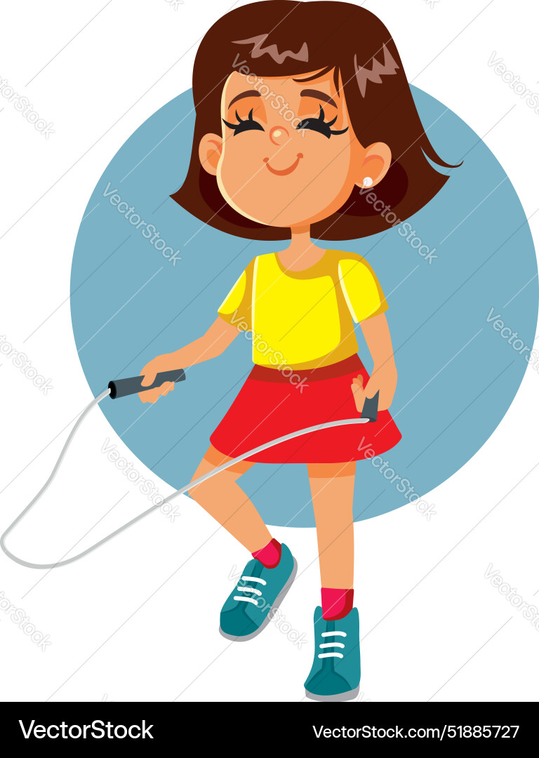 Kleine Mädchen springen Seil spielen von selbst Kleine Mädchen springen Seil spielen von selbst vektorbild