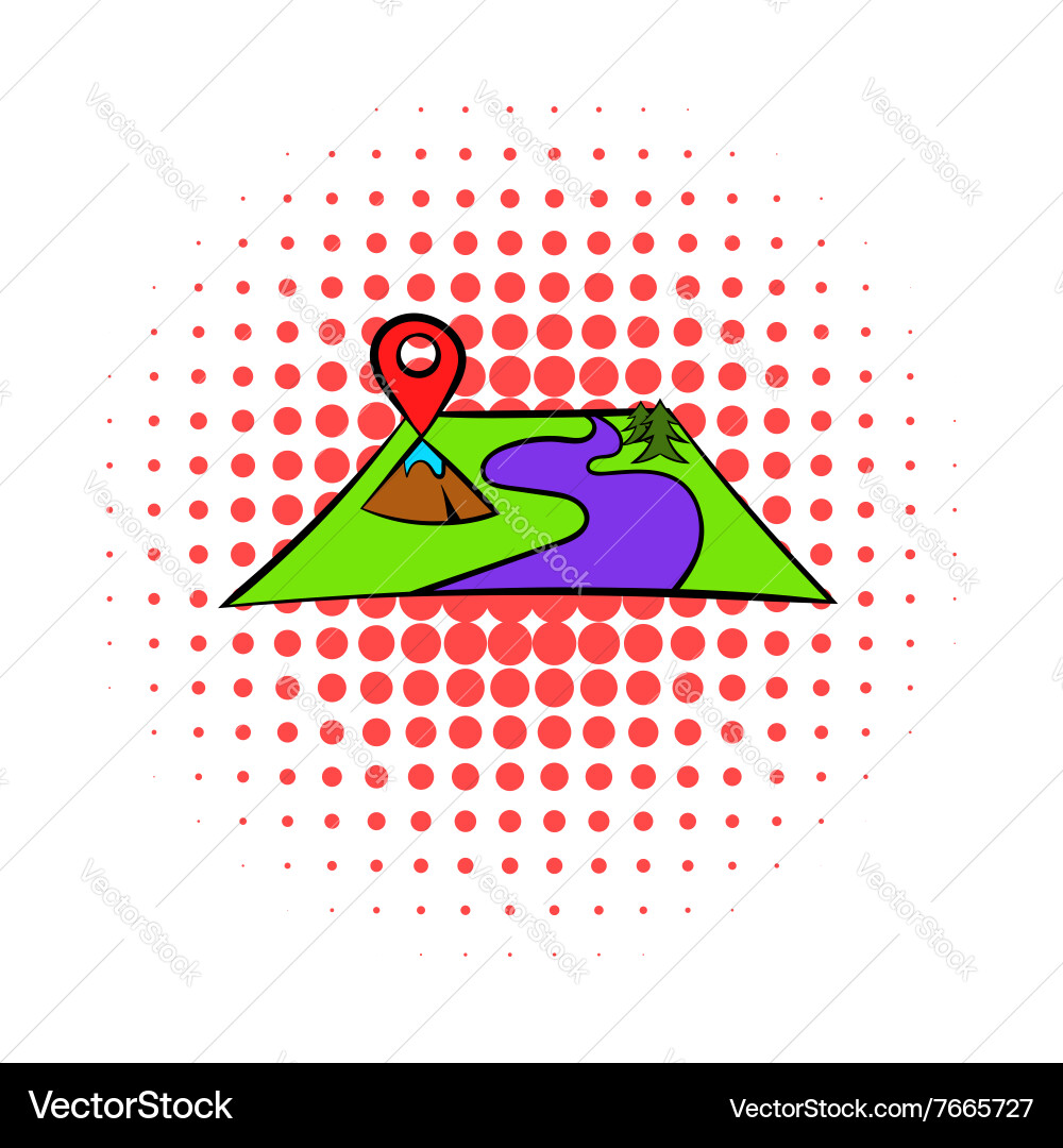 Map with pin pointers icon comics style vector image