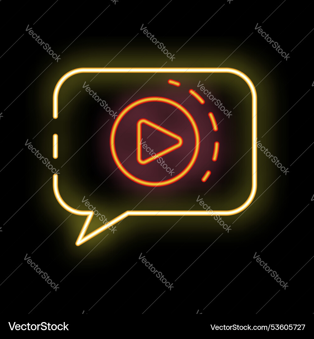 Neon speech bubble showing play button Neon speech bubble showing play button vector image