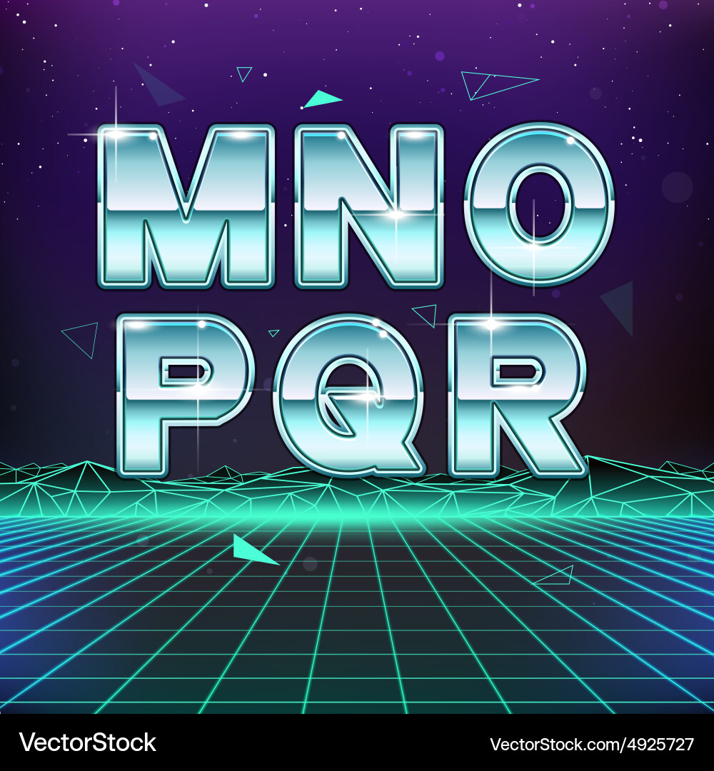 Retro Sci-Fi Font - M to R Vector Image