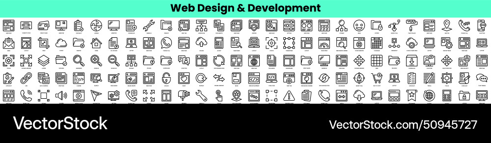 Set of web design and development icons linear Set of web design and development icons linear vector image