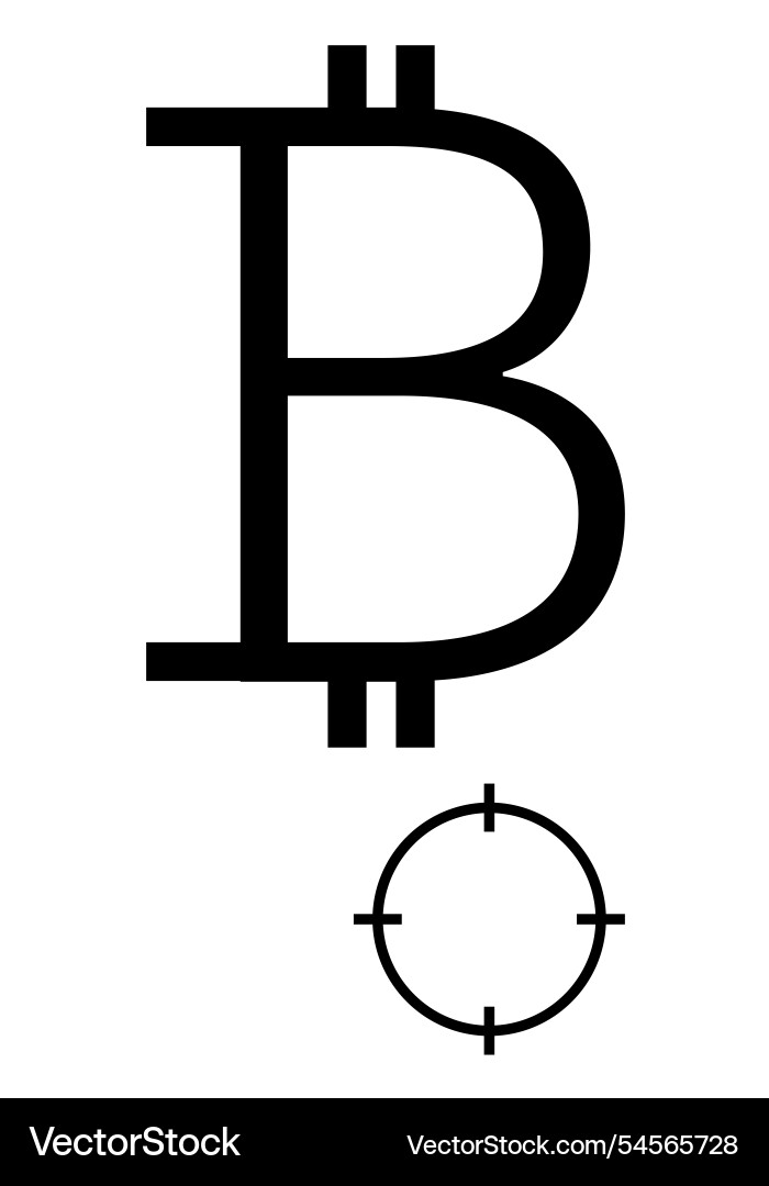 Bitcoin symbol with targeting icon representing Vector Image